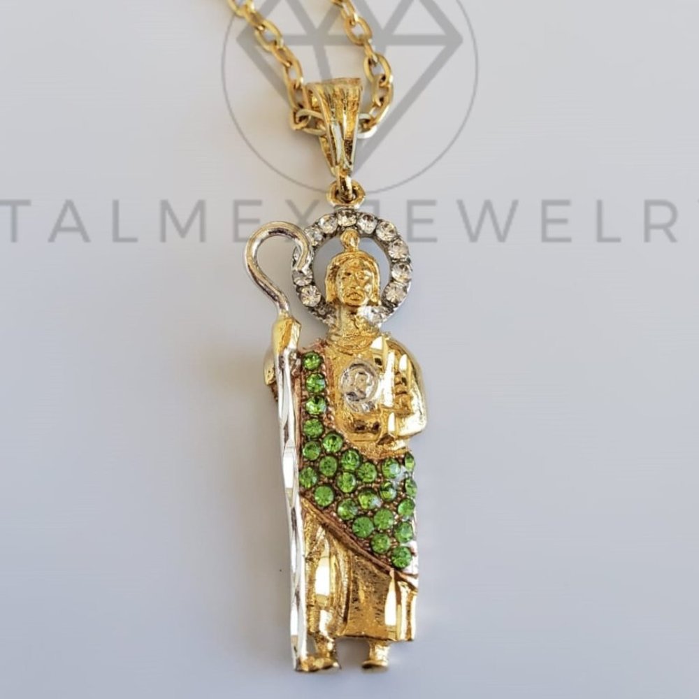 18K Gold Plated Saint Jude with CZ & 22" Chain